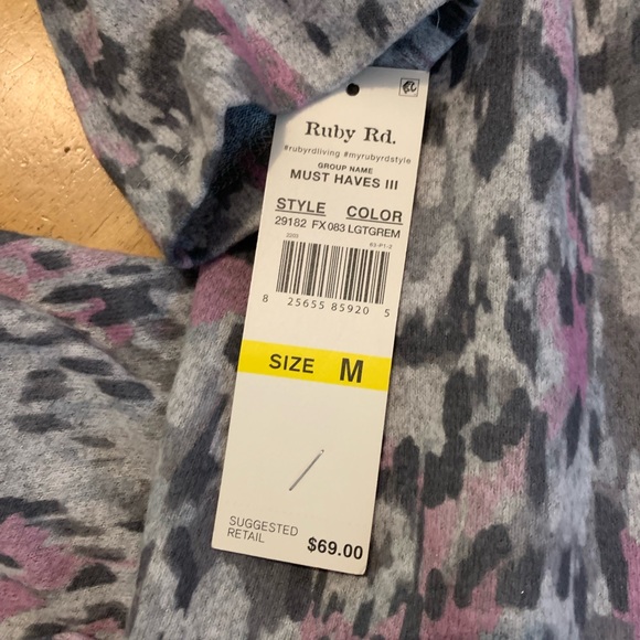 New RUBY RD Blotchy print Gray Lavender DRESS size M Brushed Cozy Fabric NWT - Picture 2 of 9